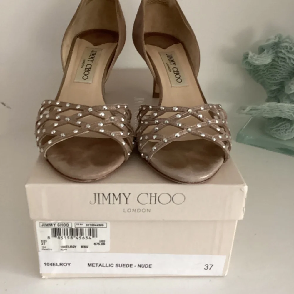Jimmy Choo Suede Crystal Embellishment Slides Heels Sandals Shoes 37 7